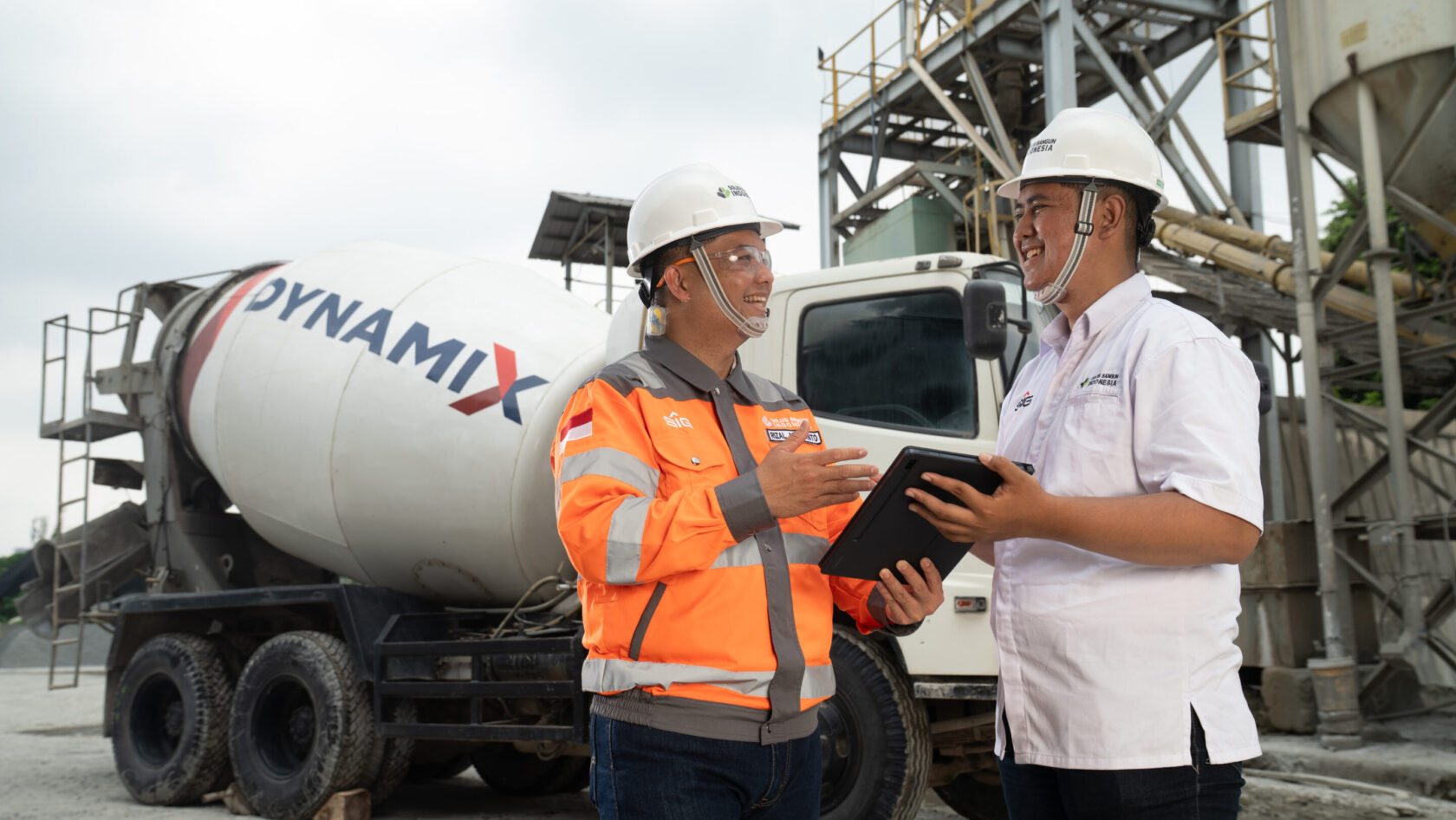 Two men at construction site