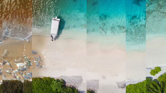 Beach transitioning from dirty to clean