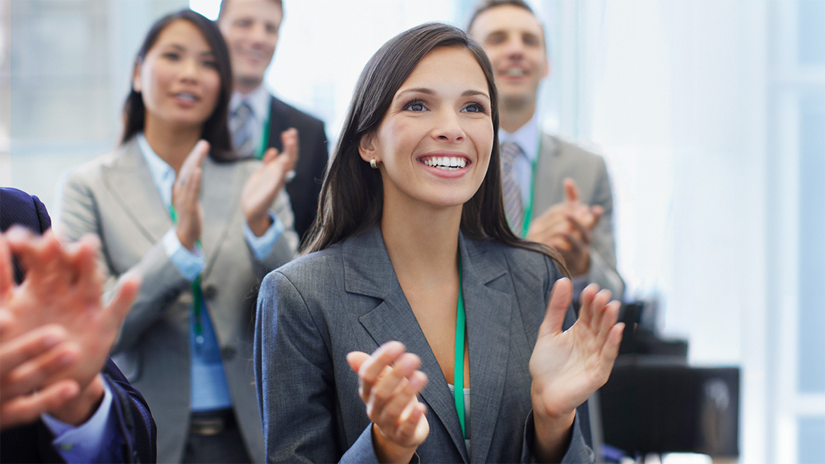 Woman smiling at workplace