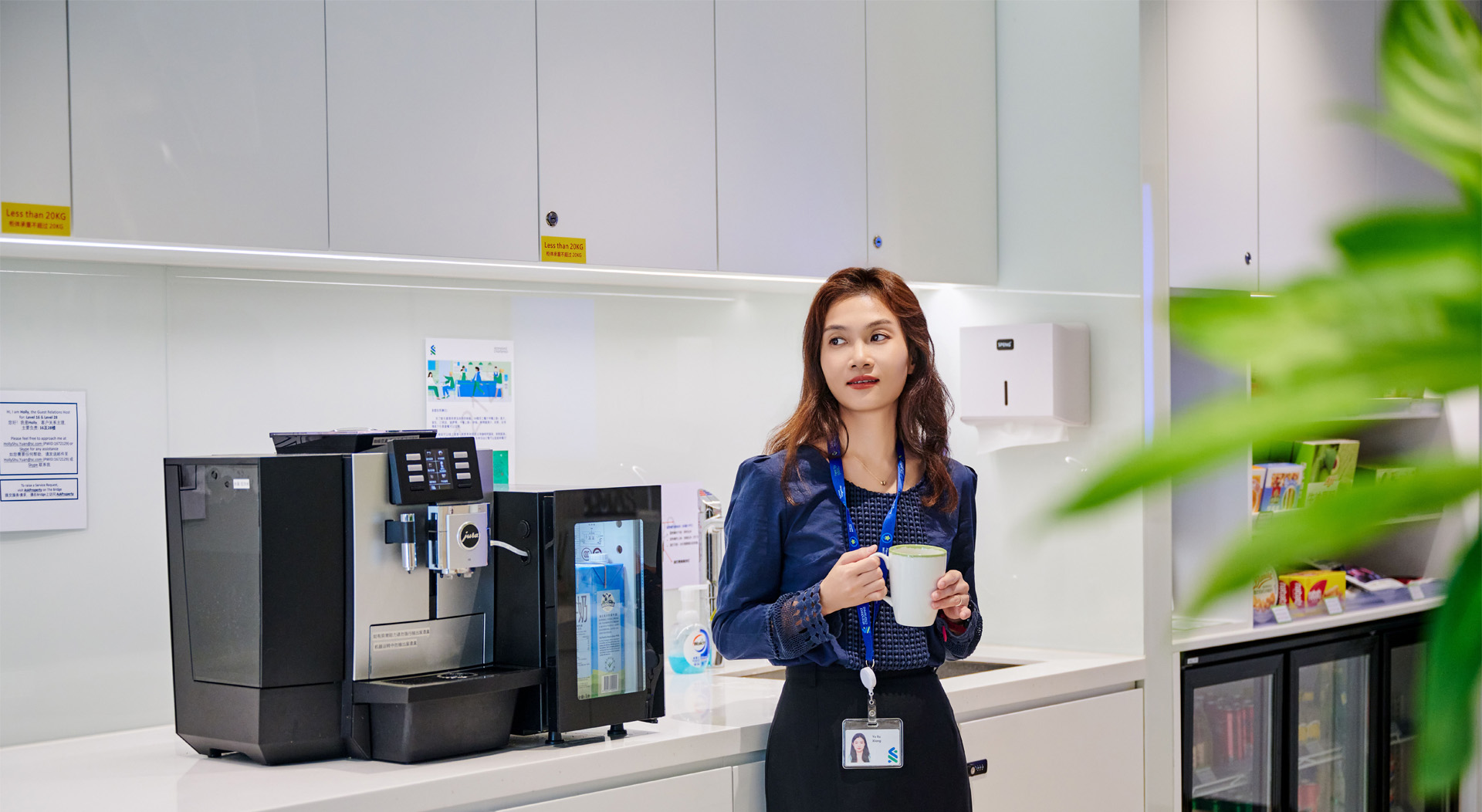 Woman having coffee at work 