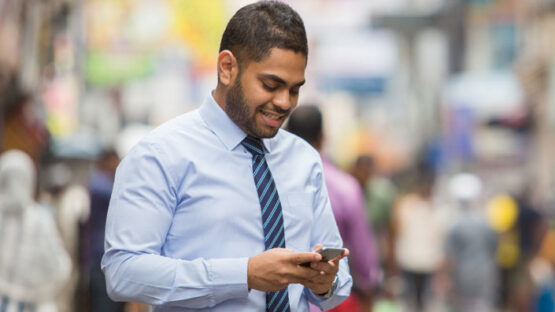 Customer using mobile app