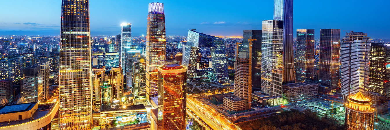 Aerial view of downtown buildings