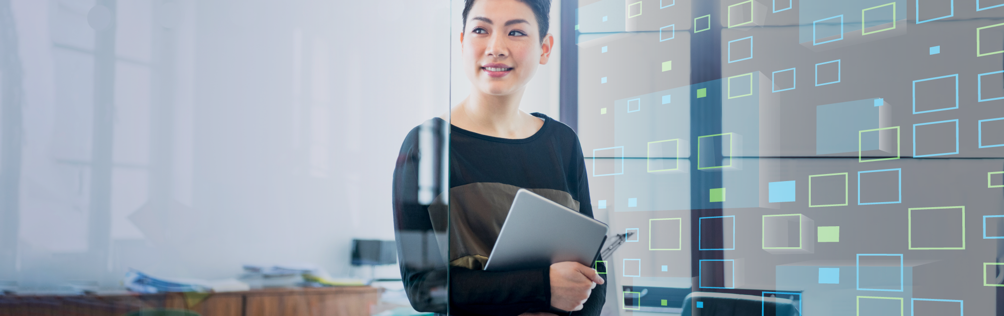 Woman entering office